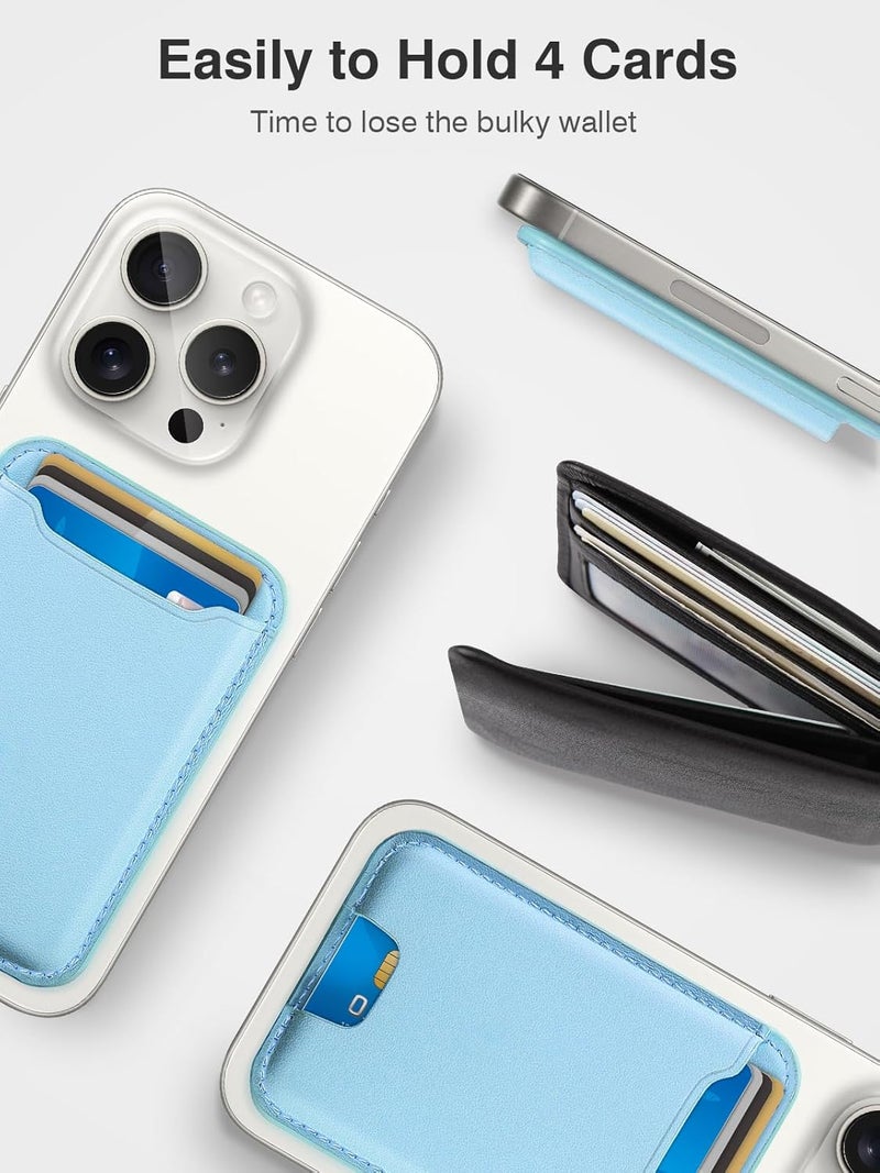 TopMade for Magsafe Wallet, Strongest Magnetic Card Holder for iPhone 17, iPhone 16/15/14/13/12 Series, Leather Magnetic Phone Wallet with Powerful Magnets, RFID Blocking, Fit 4 Cards, White Ice - Image 3